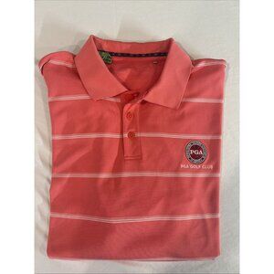 Cutter & Buck Golf Polo Shirt Men Coral Peach PGA Country Club Crest XL EUC